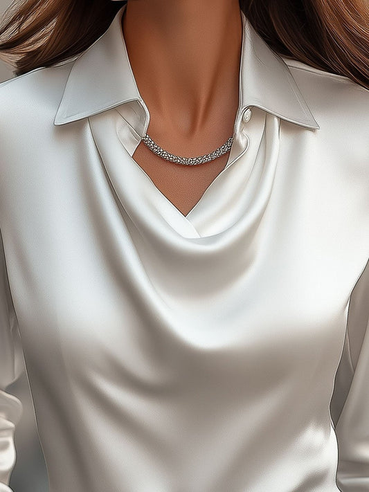 Elegant Draped Neckline Women’s Top-The Perfect Satin Essential – Style, Comfort & Versatility Combined