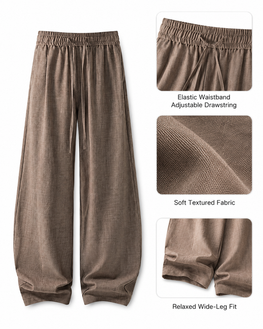 Old Money Style Faux Linen Wide-Leg Pants – Relaxed, Breathable & Effortlessly Elegant