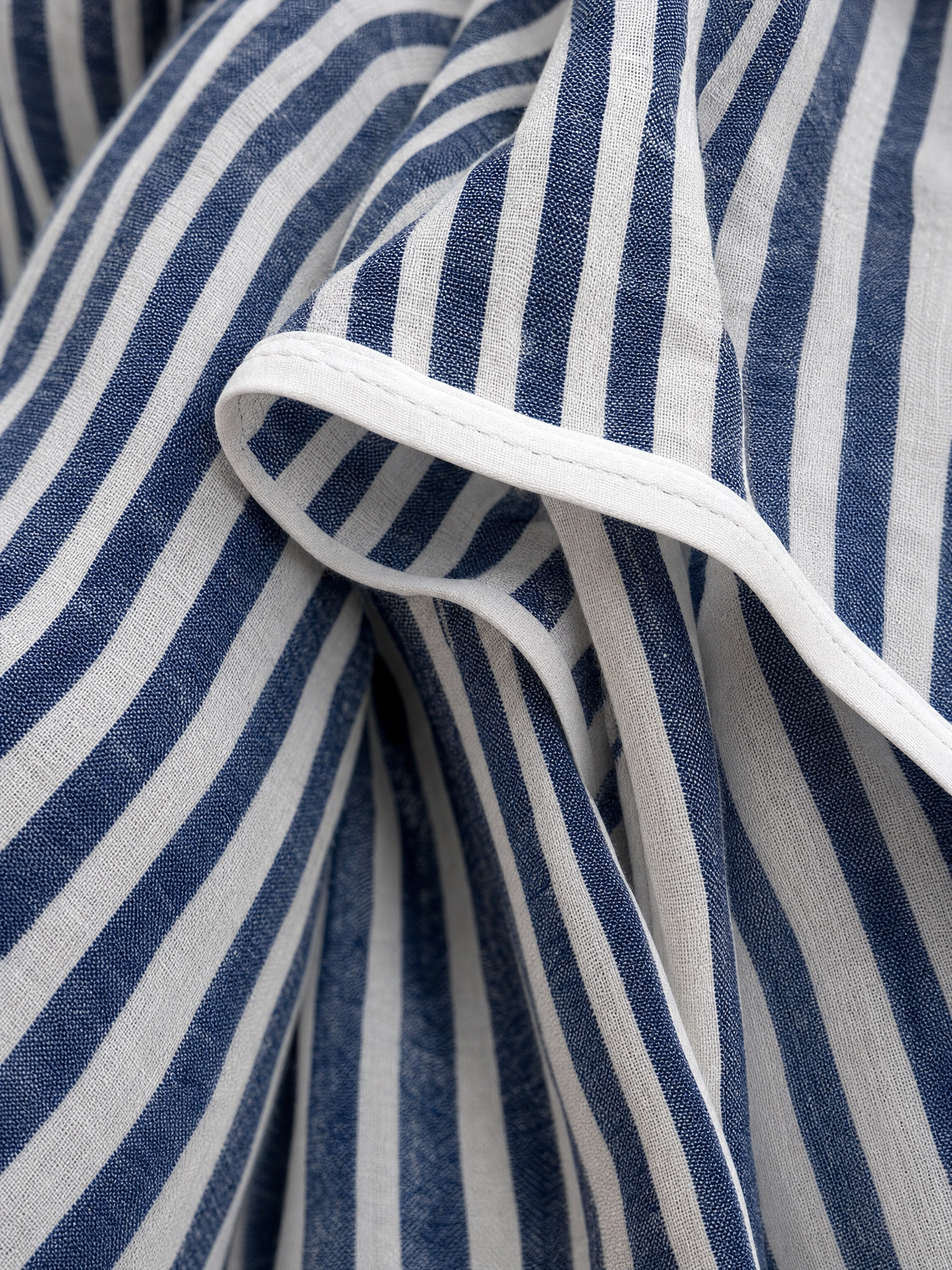 Women's Light‑Blue Linen Fabric Stand‑Collar Half‑Zip Oversized Top & Wide‑Leg Pants Set