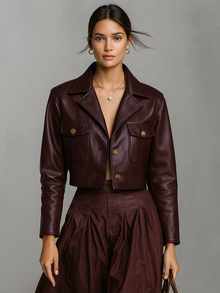 Women's Minimalist Faux Leather Short Jacket