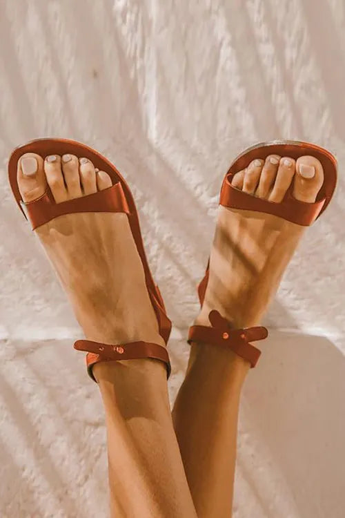 Buckle Open Toe Flat Sandals
