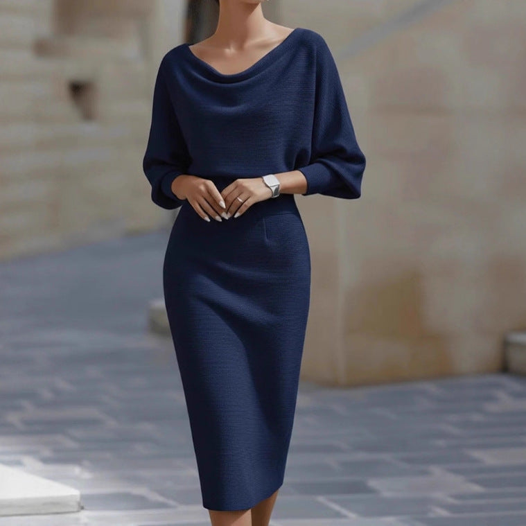 White Draped Batwing Midi Dress