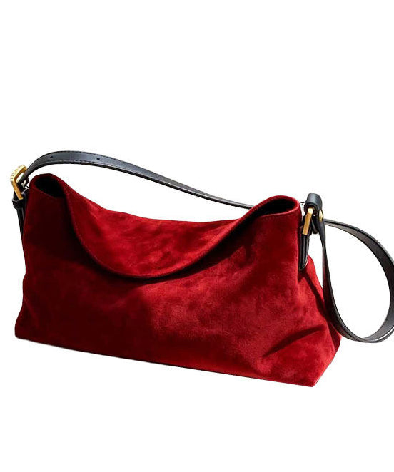 Elegant Red Solid Durable Fine Suede Shoulder Bags