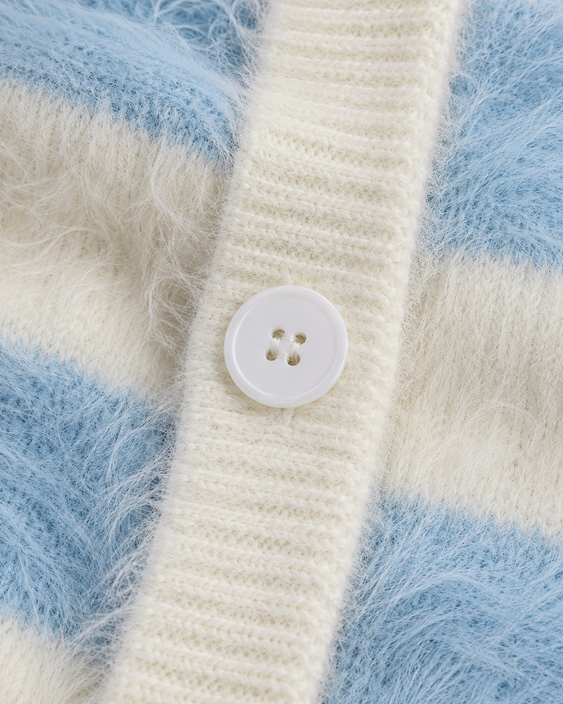 Women's Striped Cardigan – Fuzzy V-Neck Button-Front Knit Sweater