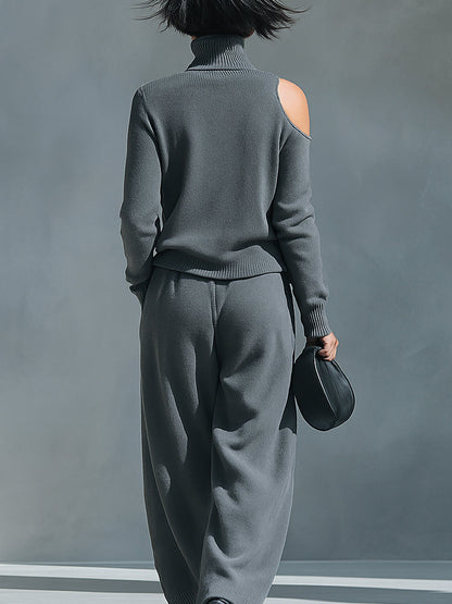 Women's One-shoulder Cut-out Modern Knit-Blend Set