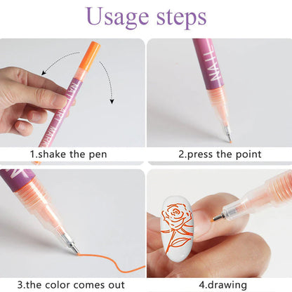 MagicManiTM - 12 Colors Nail Art Pen Marker Set for Creative Designs 💅🎨