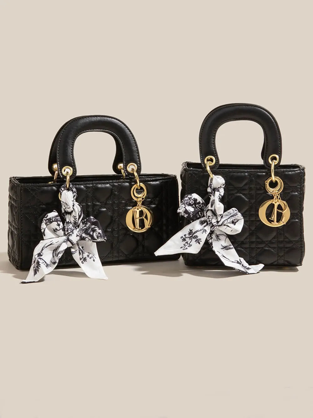Black Diamond Silk Scarf Hand-Held Crossbody Bags
