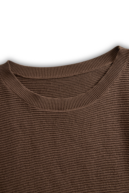 Women's Fashion Round Neck Knitted Sweater Skirt Set