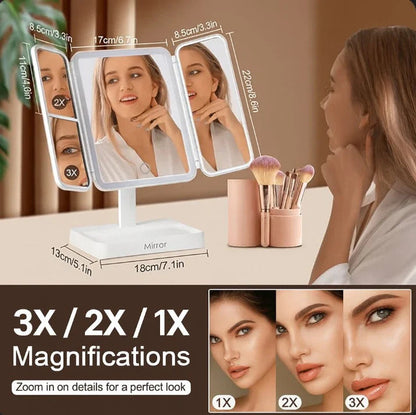 TriGlowTM Illuminated Trifold Vanity Mirror