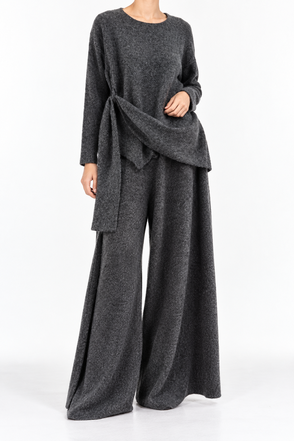Women's Knit Two-Piece Set – Long Sleeve Top & Wide-Leg Pants Lounge Outfit