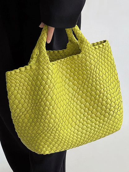 Solid Color Woven Tote Handbags Bags