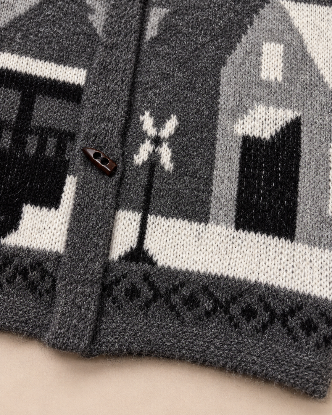Women's Graphic Wool Cardigan – Scenic Knit Toggle-Button Sweater