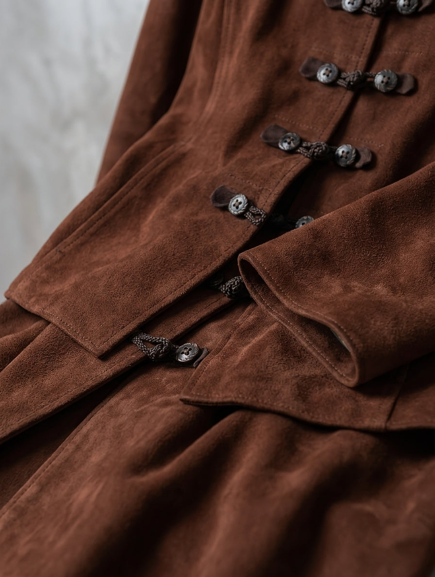 Women's Casual Brown Suede Long-sleeve Jacket