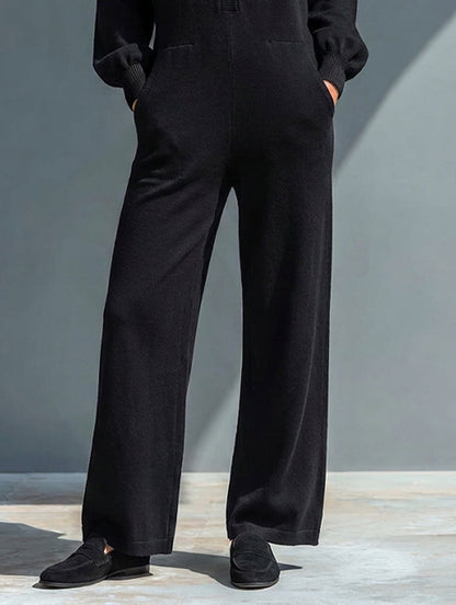 Women's Casual Knit Collared Single-Breasted Jumpsuit
