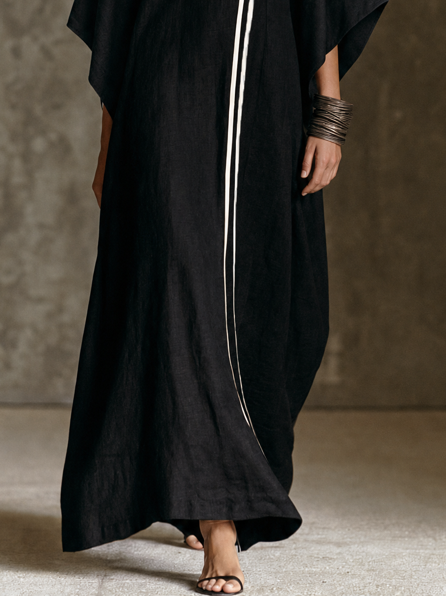 Women's Minimalist Mock-Neck Batwing-Sleeve Maxi Dress