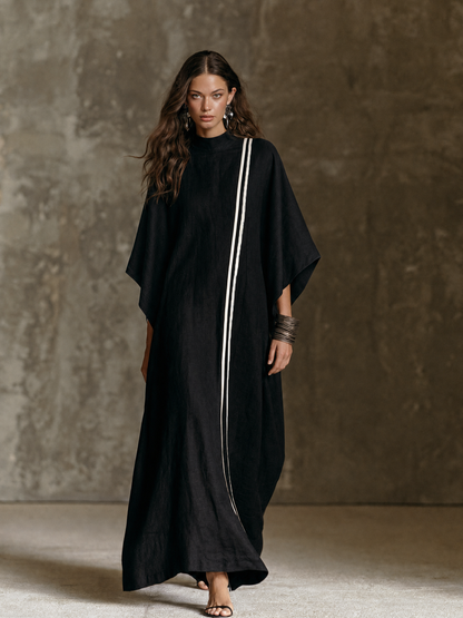 Women's Minimalist Mock-Neck Batwing-Sleeve Maxi Dress