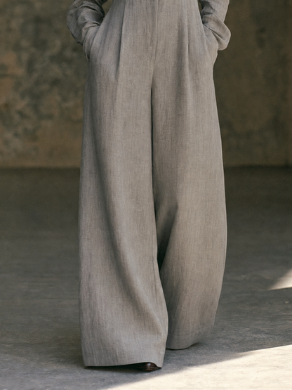 Women's Minimalist Long-Sleeve Wide-Leg Jumpsuit With Invisible Zipper