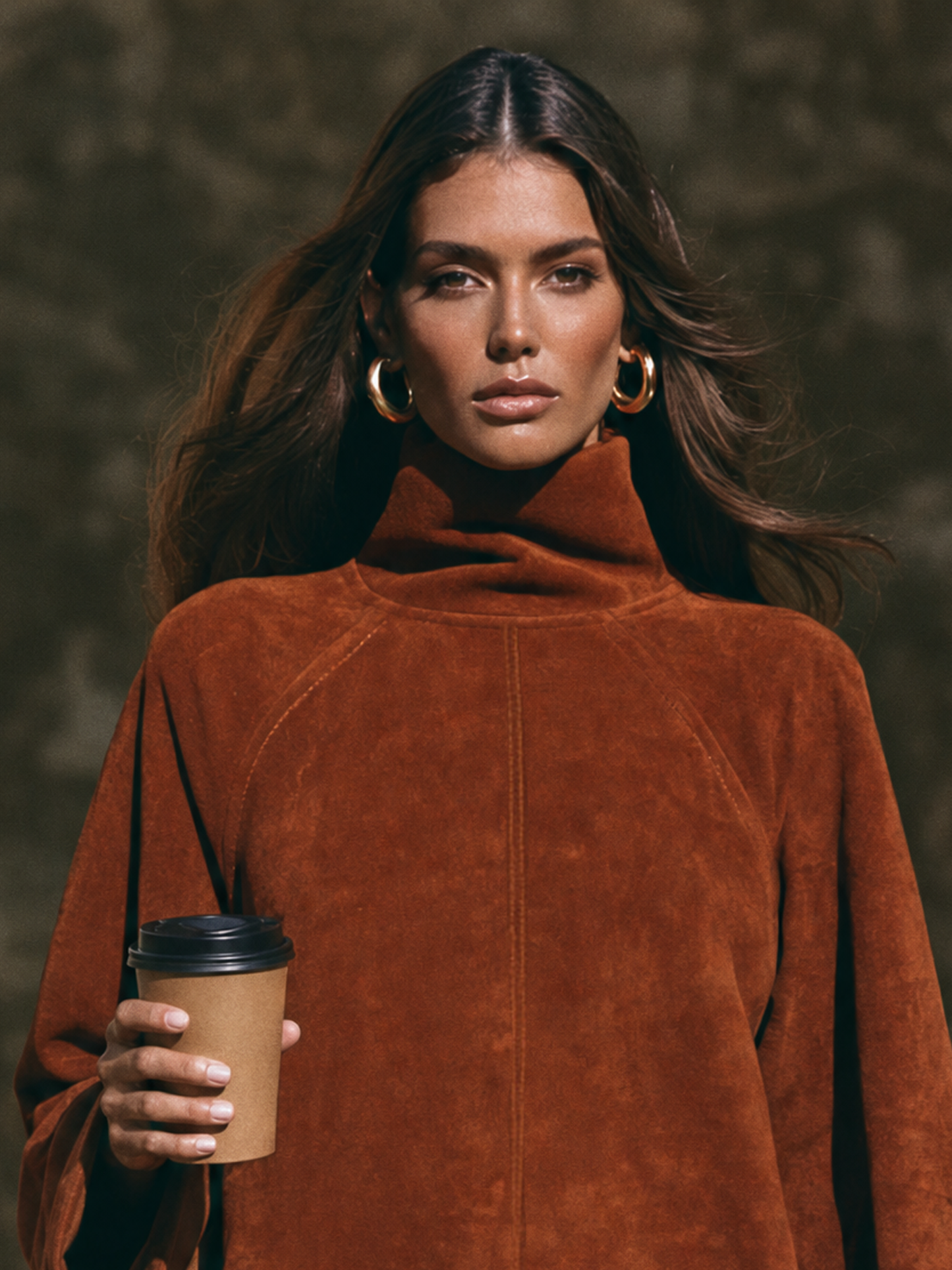 Women's Minimalist Faux Suede Mock-Neck Raglan-Sleeve Mini Dress