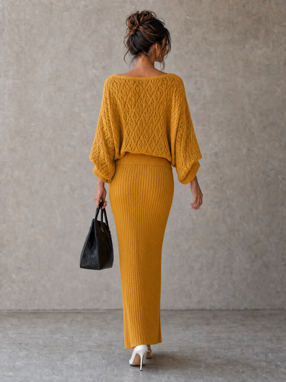 Women's Minimalist Diamond Open-Knit Batwing-Sleeve Sweater