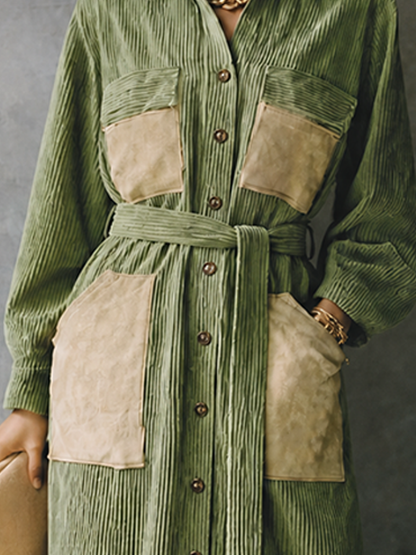 Women's Utility Corduroy Belted Maxi Dress