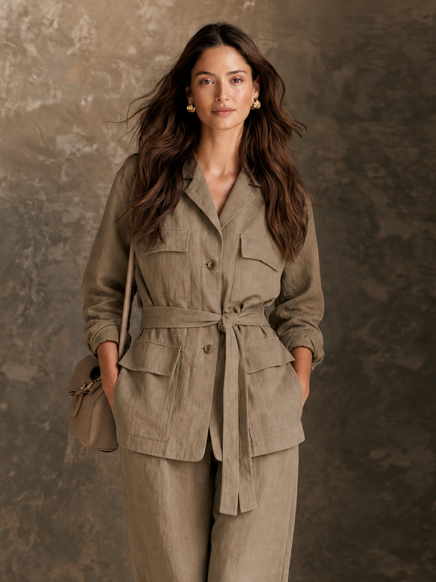 Women's Minimalist Multi-Pocket Belted Jacket