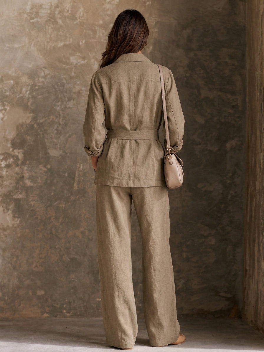Women's Minimalist Multi-Pocket Belted Jacket