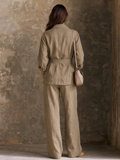 Women's Minimalist Multi-Pocket Belted Jacket