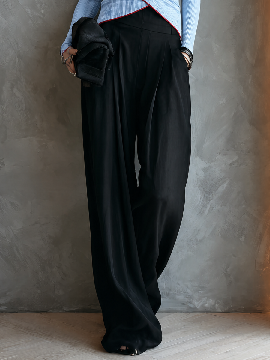 Women's Pleated Casual Halter Wide-Leg Pants Set