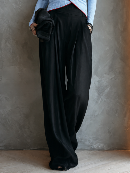 Women's Pleated Casual Halter Wide-Leg Pants Set