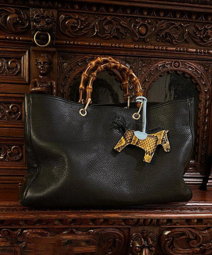 Elegant Black Large Capacity Solid Durable Leather Tote Handbag