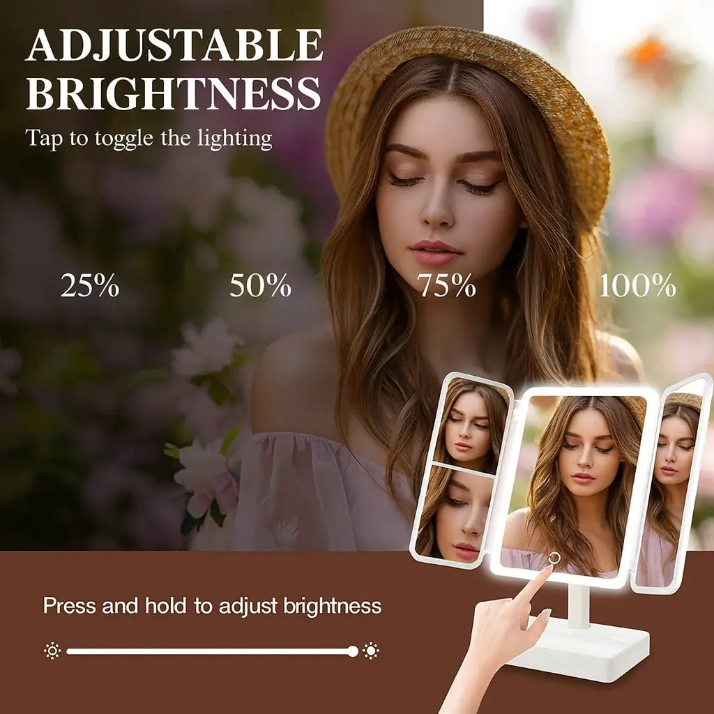 TriGlowTM Illuminated Trifold Vanity Mirror