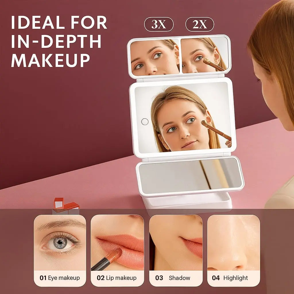 TriGlowTM Illuminated Trifold Vanity Mirror