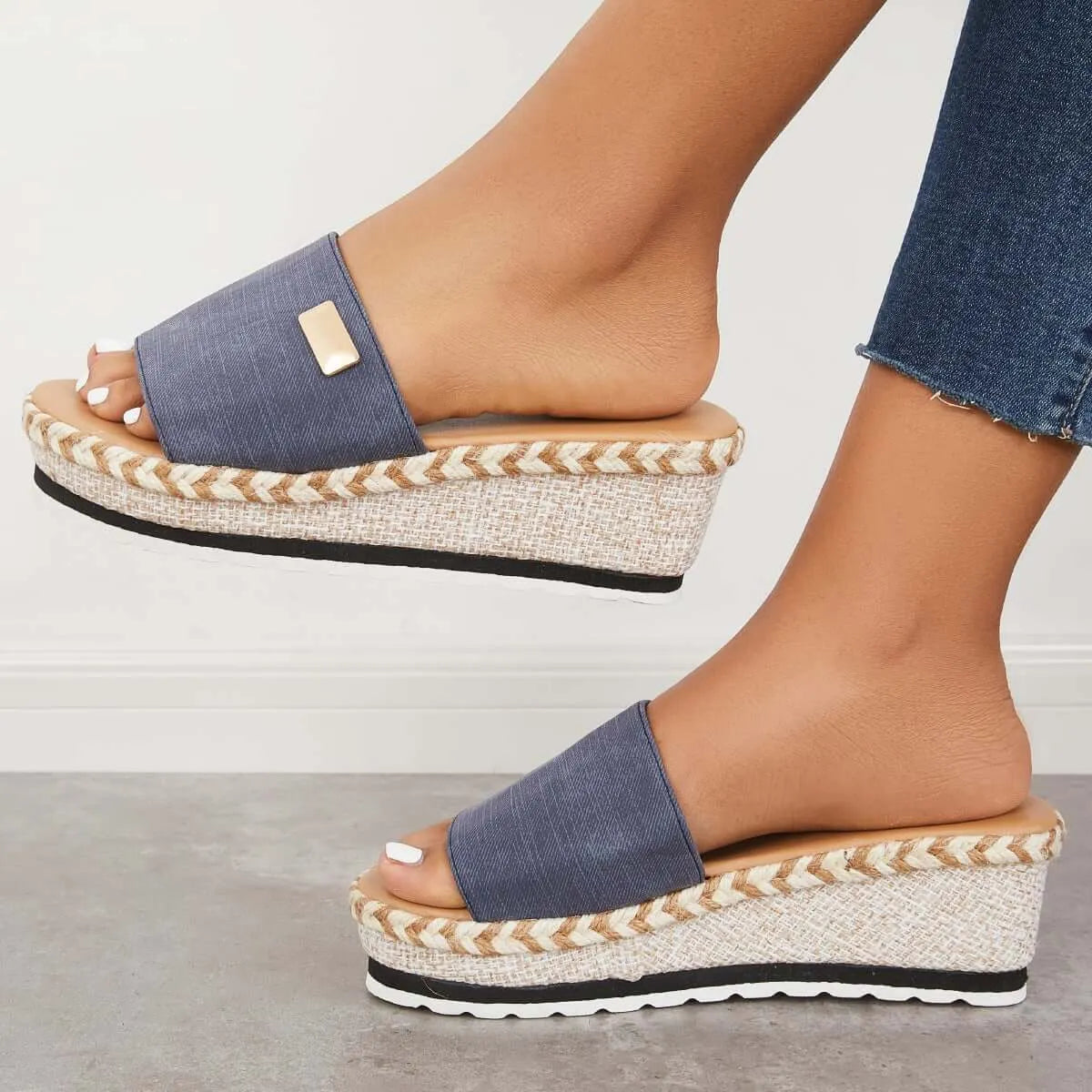 Open Toe Espadrille Platform Wedges Slip on Sandals