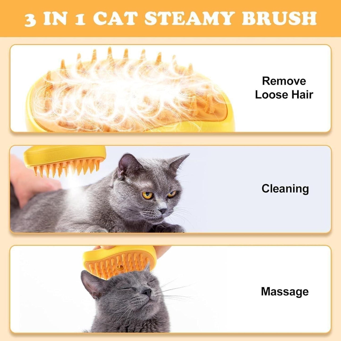 CharmPawsTM Coat Refreshing Steam Brush - For Cats & Do