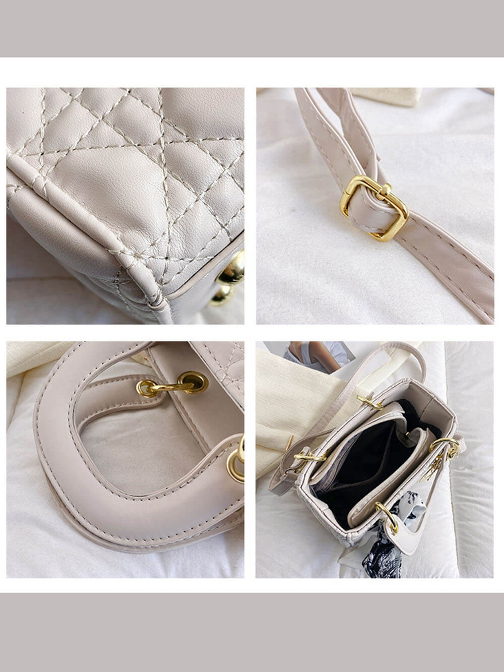 White Diamond Silk Scarf Hand-Held Crossbody Bags