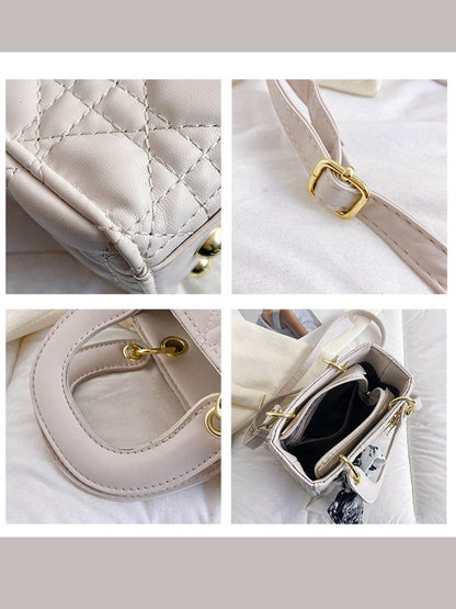 White Diamond Silk Scarf Hand-Held Crossbody Bags