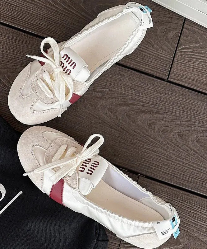 Casual Comfy Blue Flat Shoes Splicing Lace Up
