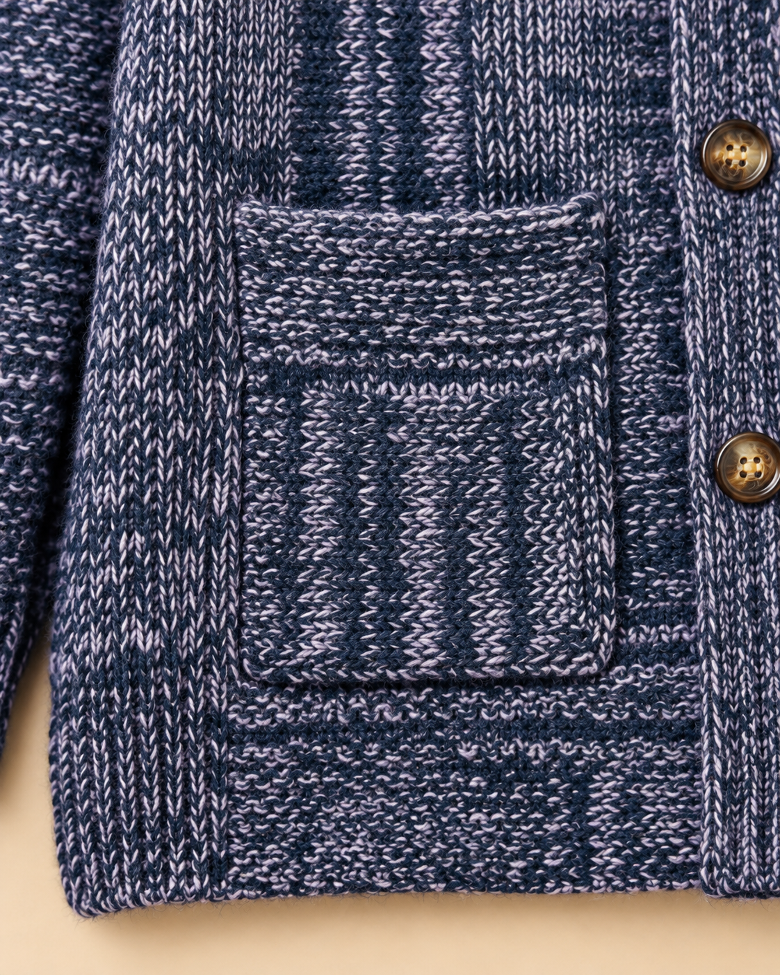 Women's Textured Wool Cardigan – Collared Button-Up Sweater with Pockets