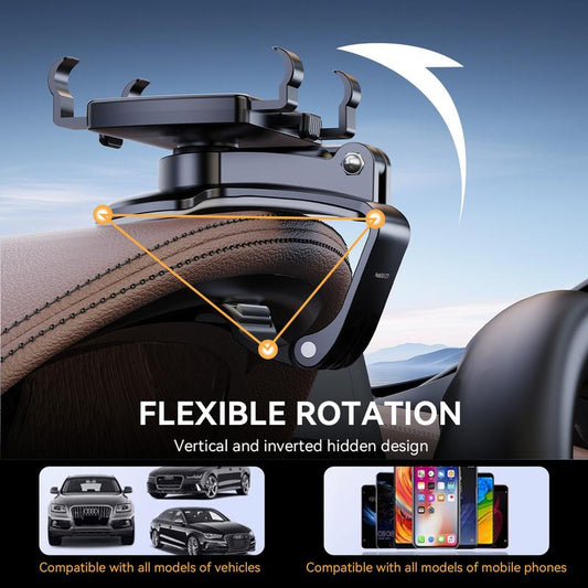 Universal Car Phone Holder Mount, 360 Degrees Rotation Dashboard Phone Holder [Upgrade Clip Never Fall]