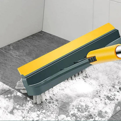 Floor Brush- 2 In 1 Long Handle Wiper Stiff Bristle Floor Brush
