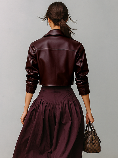 Women's Minimalist Faux Leather Short Jacket