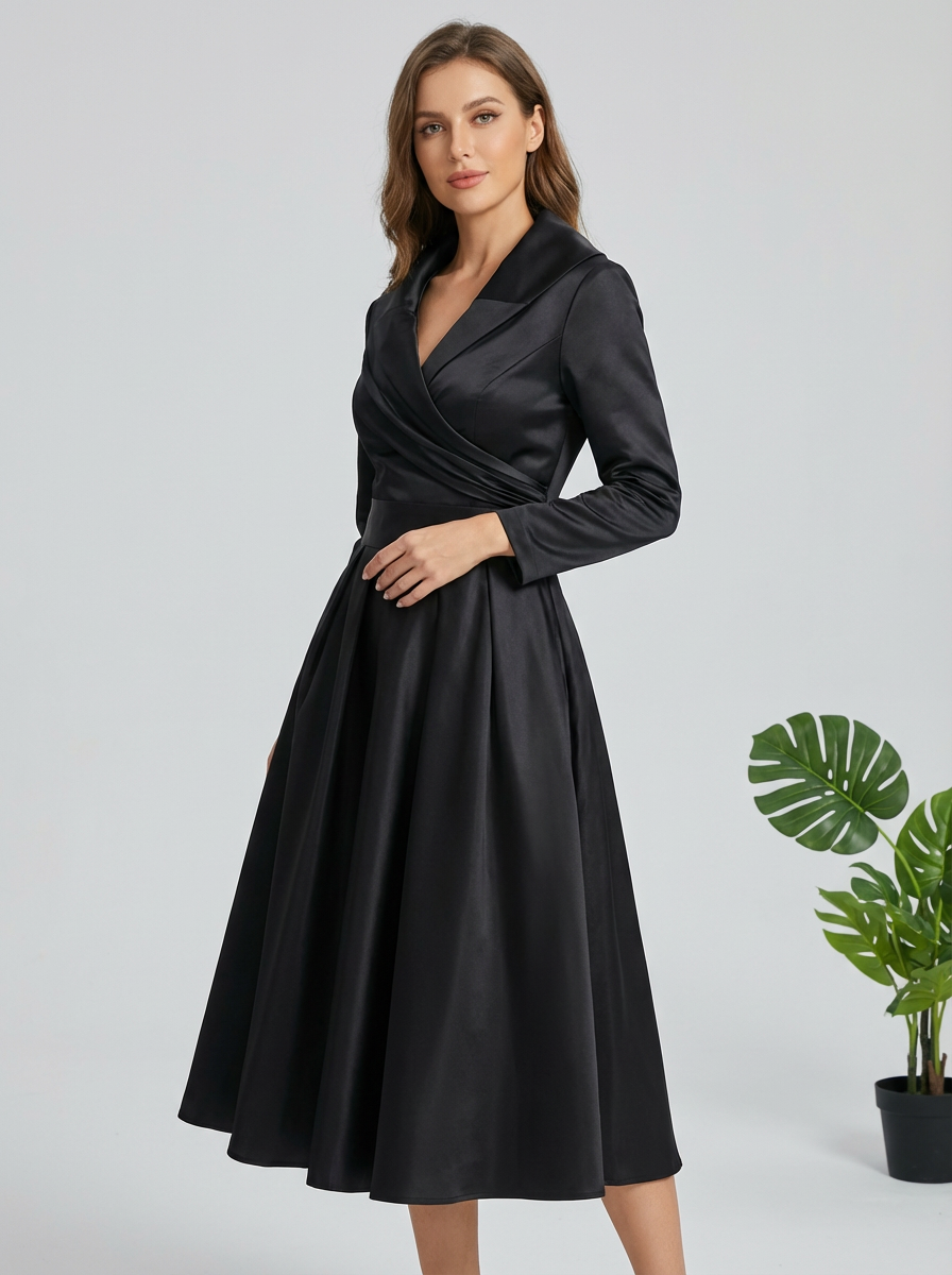 Chic Black Midi Dress – Perfect for Work, Evening & Events
