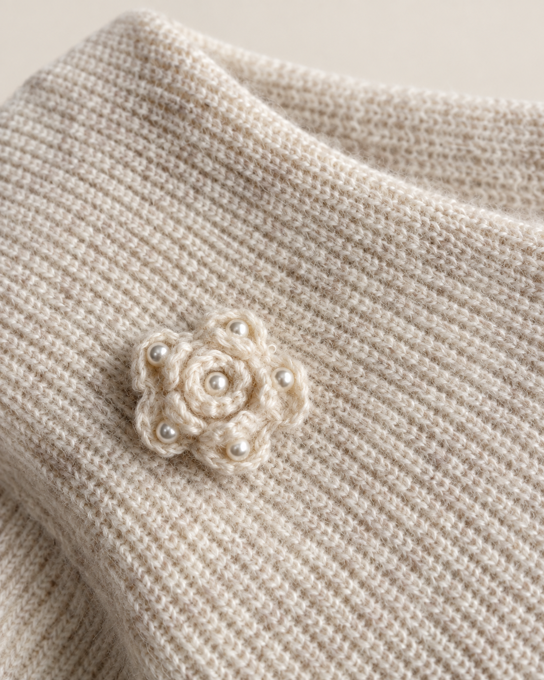 Women's Wool Sweater and Skirt Set – Pearl Floral Two-Piece Knit Outfit