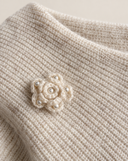 Women's Wool Sweater and Skirt Set – Pearl Floral Two-Piece Knit Outfit
