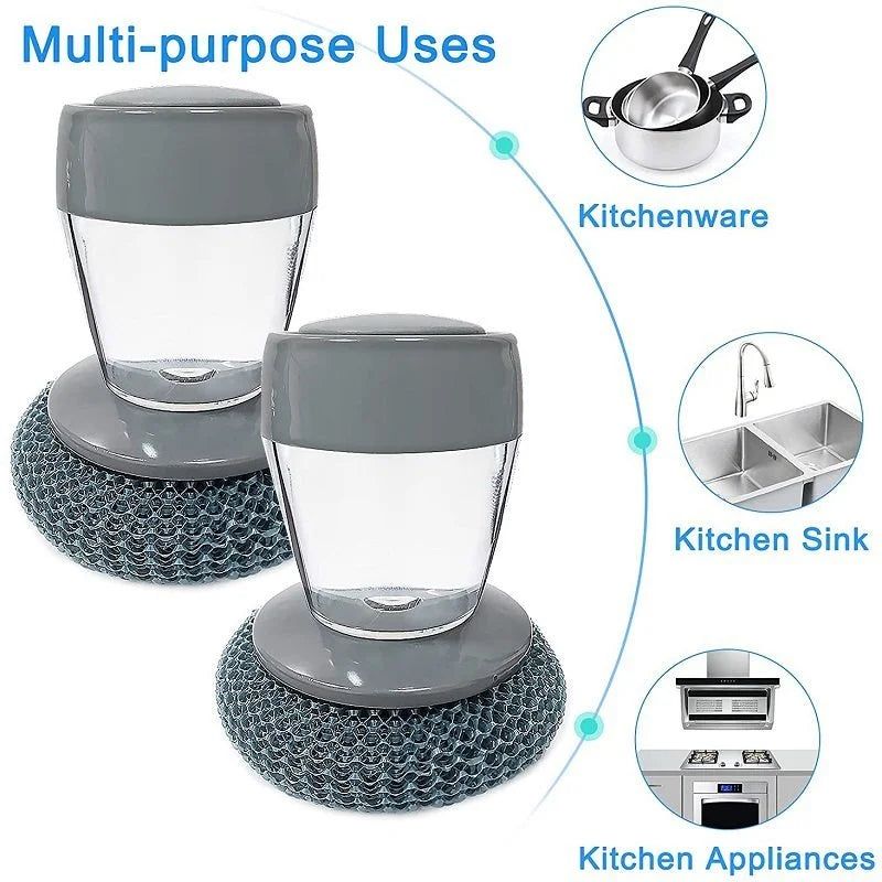 Kitchen Soap Dispensing Palm Brush (Pack of 2)
