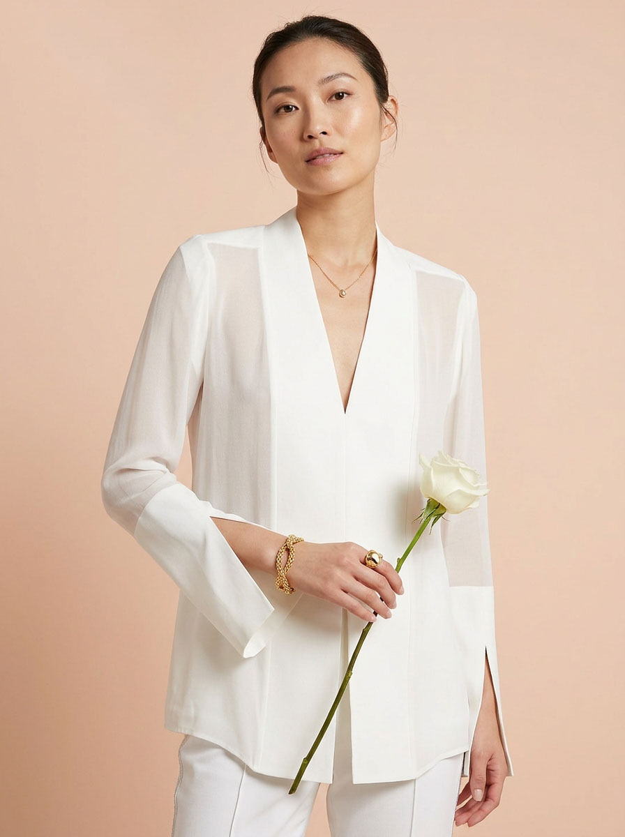 Satin Stitching Comfortable Slim Long Shirt