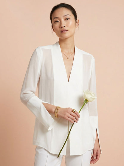 Satin Stitching Comfortable Slim Long Shirt
