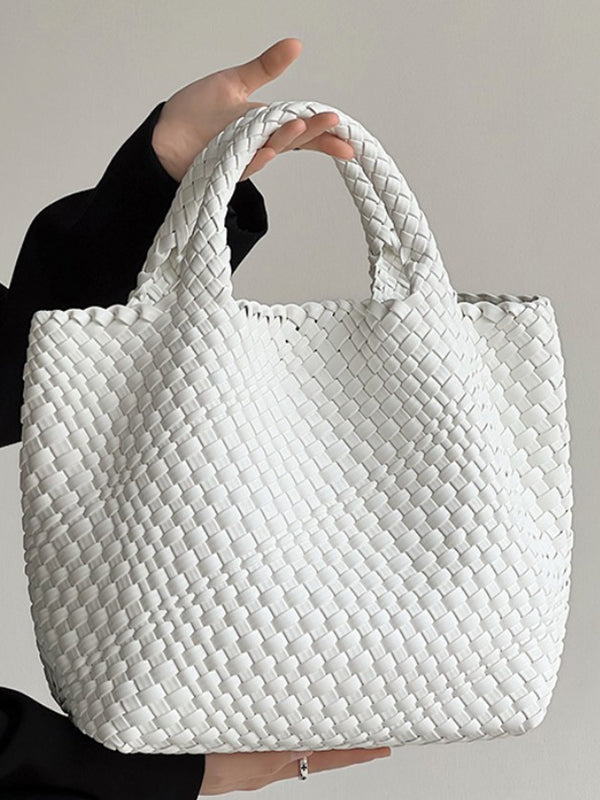 Solid Color Woven Tote Handbags Bags