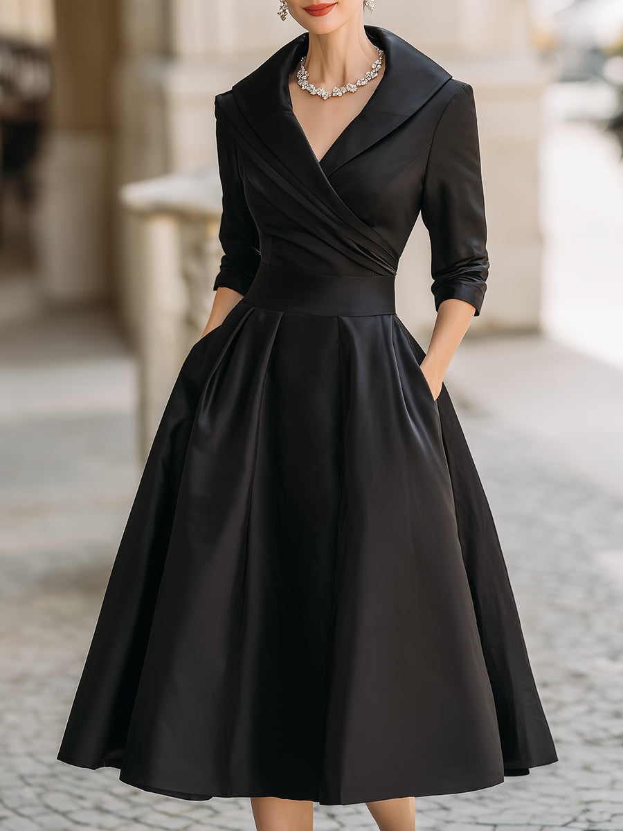 Chic Black Midi Dress – Perfect for Work, Evening & Events