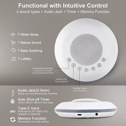 White Noise Sleep Aid, Sleep Light, Sleep Speaker, Portable Sleep Aid